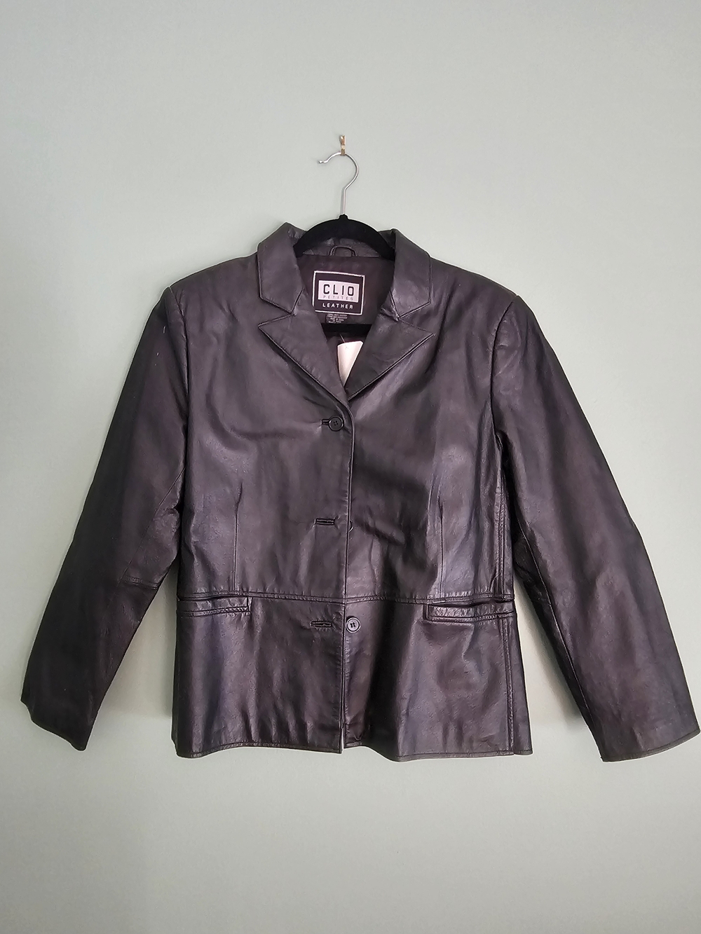 Clio Black Women's Leather Blazer Jacket